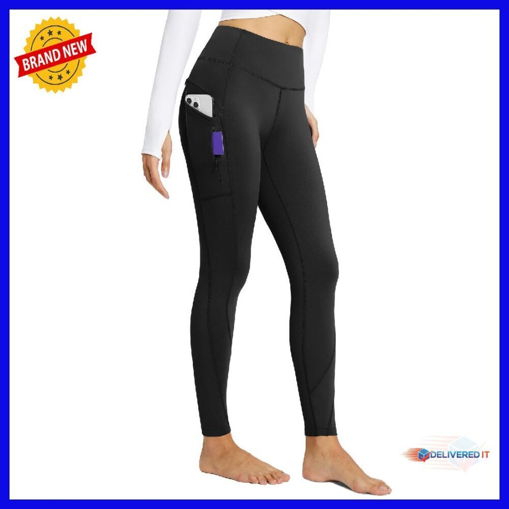 Fleece Lined Thermal Leggings High Waisted Yoga Pants with Pockets